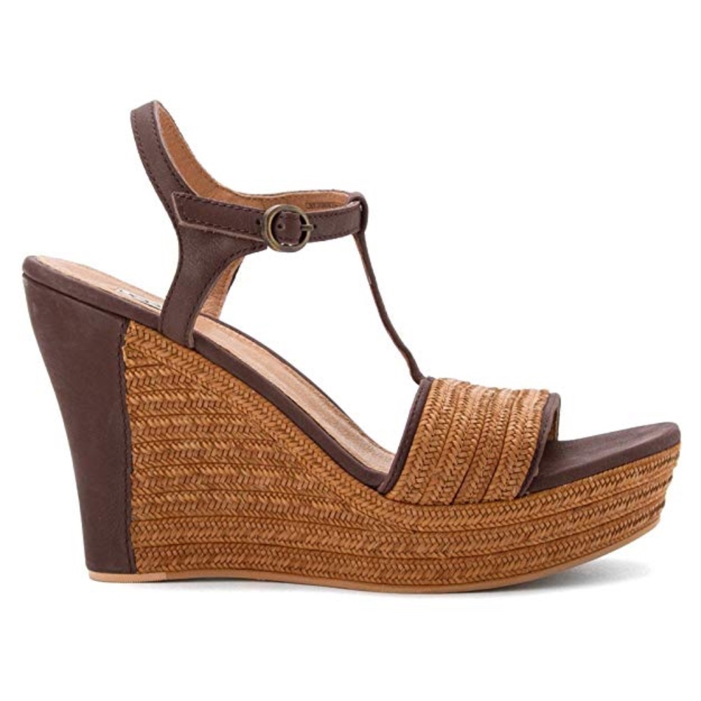 UGG Women's Fitchie Wedge Sandal Chocolate New 9 - Picture 2 of 7